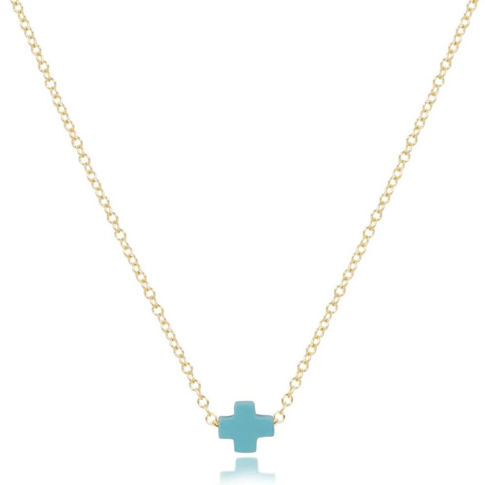 NEW ENEWTON signature cross small necklace in turquoise